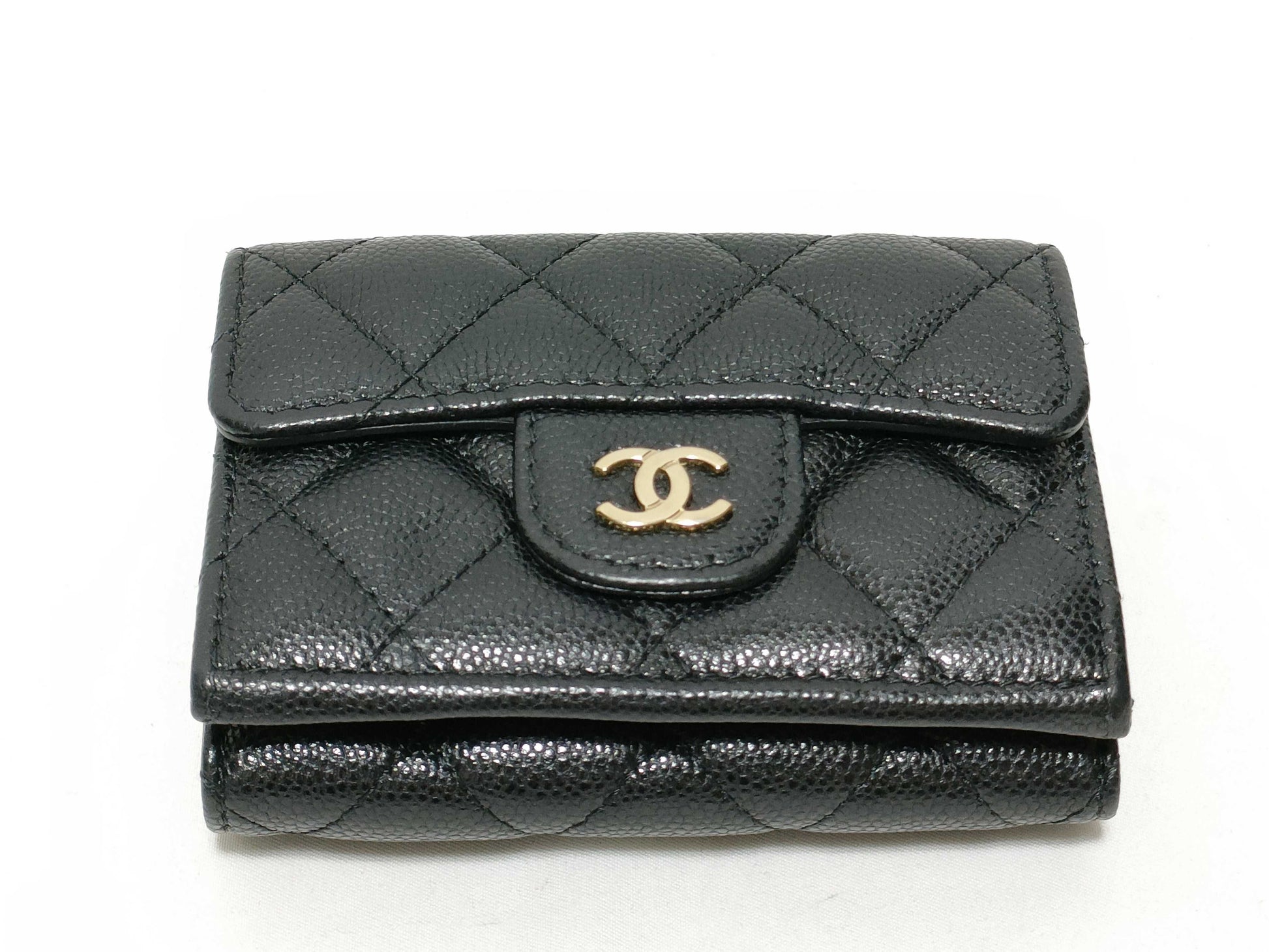 CHANEL Seal, Random Number, Caviar Skin, AP0230, Matelasse Compact Wallet