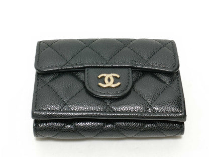 CHANEL Seal, Random Number, Caviar Skin, AP0230, Matelasse Compact Wallet