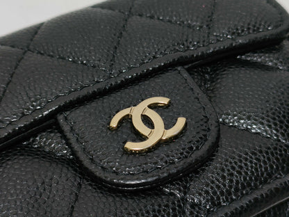 CHANEL Seal, Random Number, Caviar Skin, AP0230, Matelasse Compact Wallet