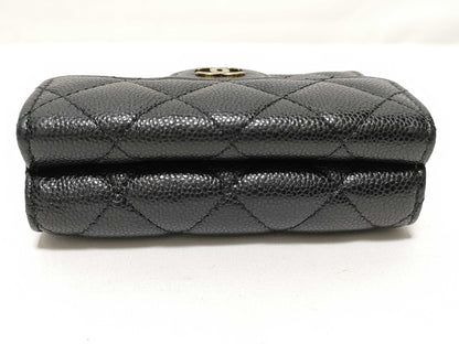 CHANEL Seal, Random Number, Caviar Skin, AP0230, Matelasse Compact Wallet