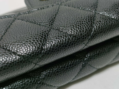 CHANEL Seal, Random Number, Caviar Skin, AP0230, Matelasse Compact Wallet