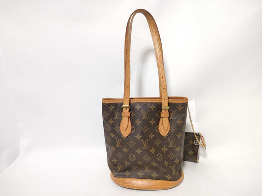 LOUIS VUITTON Monogram M42238 Petit Bucket/Tote Bag with Pouch