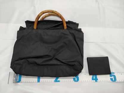 PRADA Nylon Bamboo Handbag/Tri-fold Wallet
