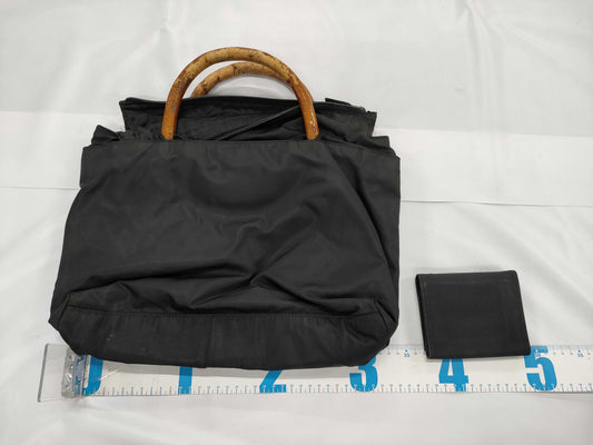 PRADA Nylon Bamboo Handbag/Tri-fold Wallet