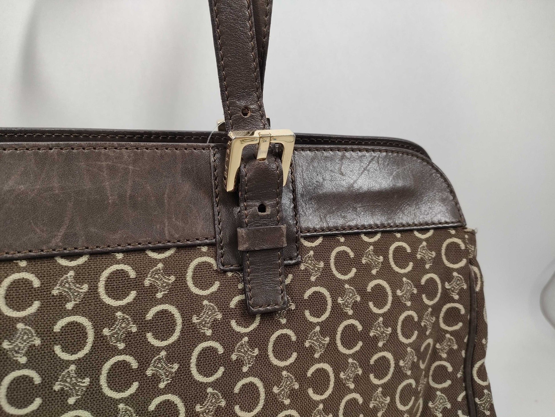 CELINE Canvas Leather Handbag Tote Bag