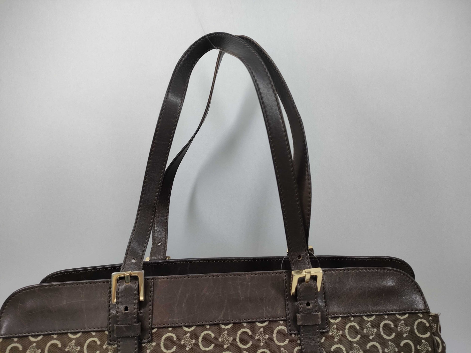 CELINE Canvas Leather Handbag Tote Bag
