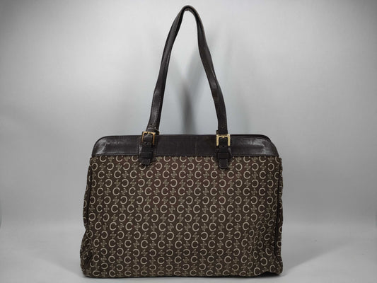 CELINE Canvas Leather Handbag Tote Bag