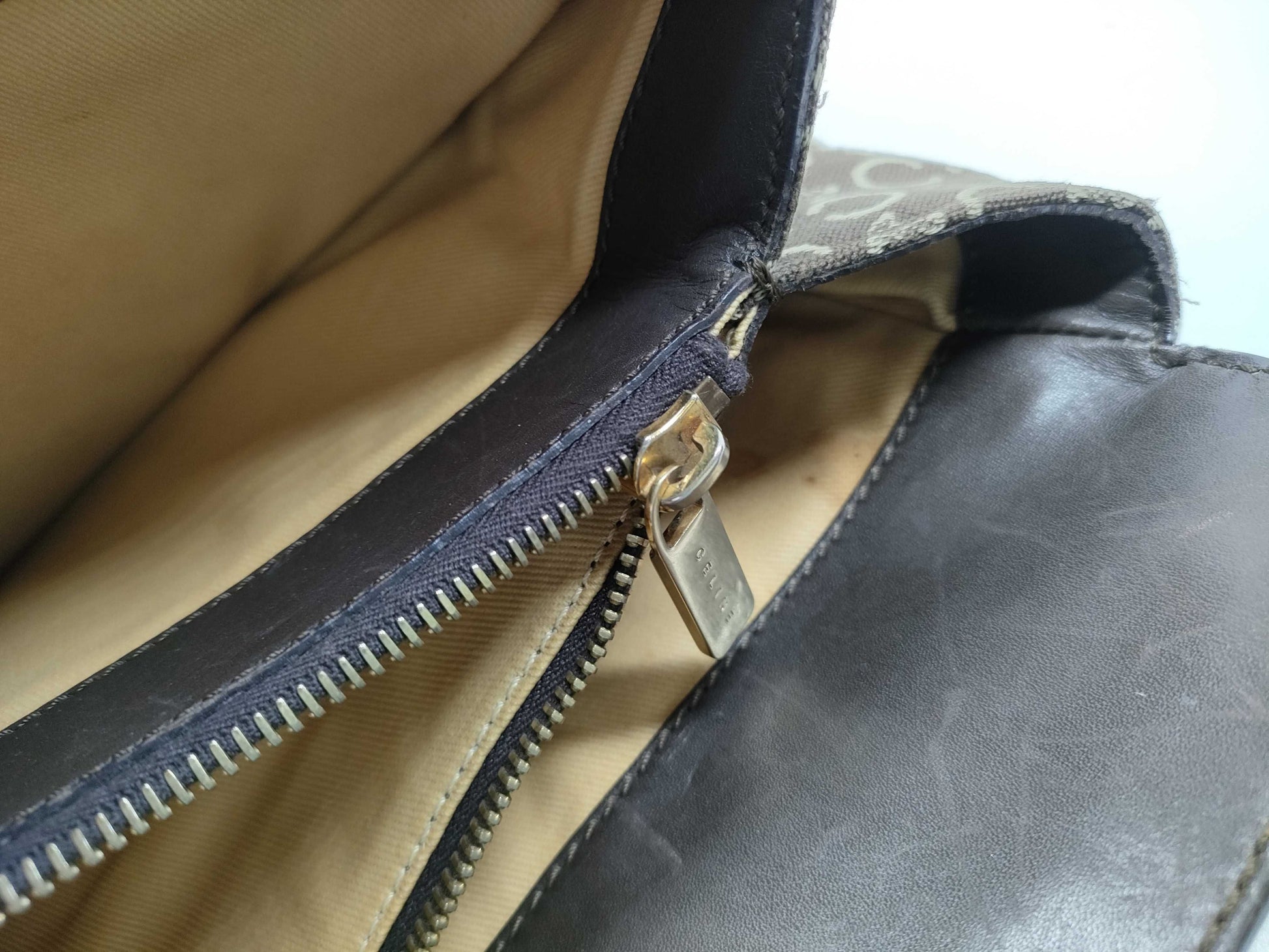 CELINE Canvas Leather Handbag Tote Bag