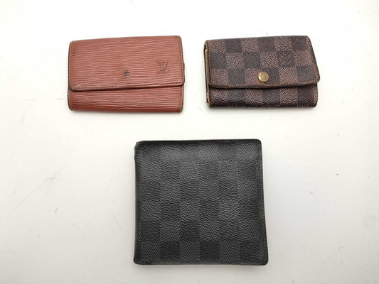 LOUIS VUITTON Damier Damier Graphite/Epi Wallet/Key Case, 3-Piece Set