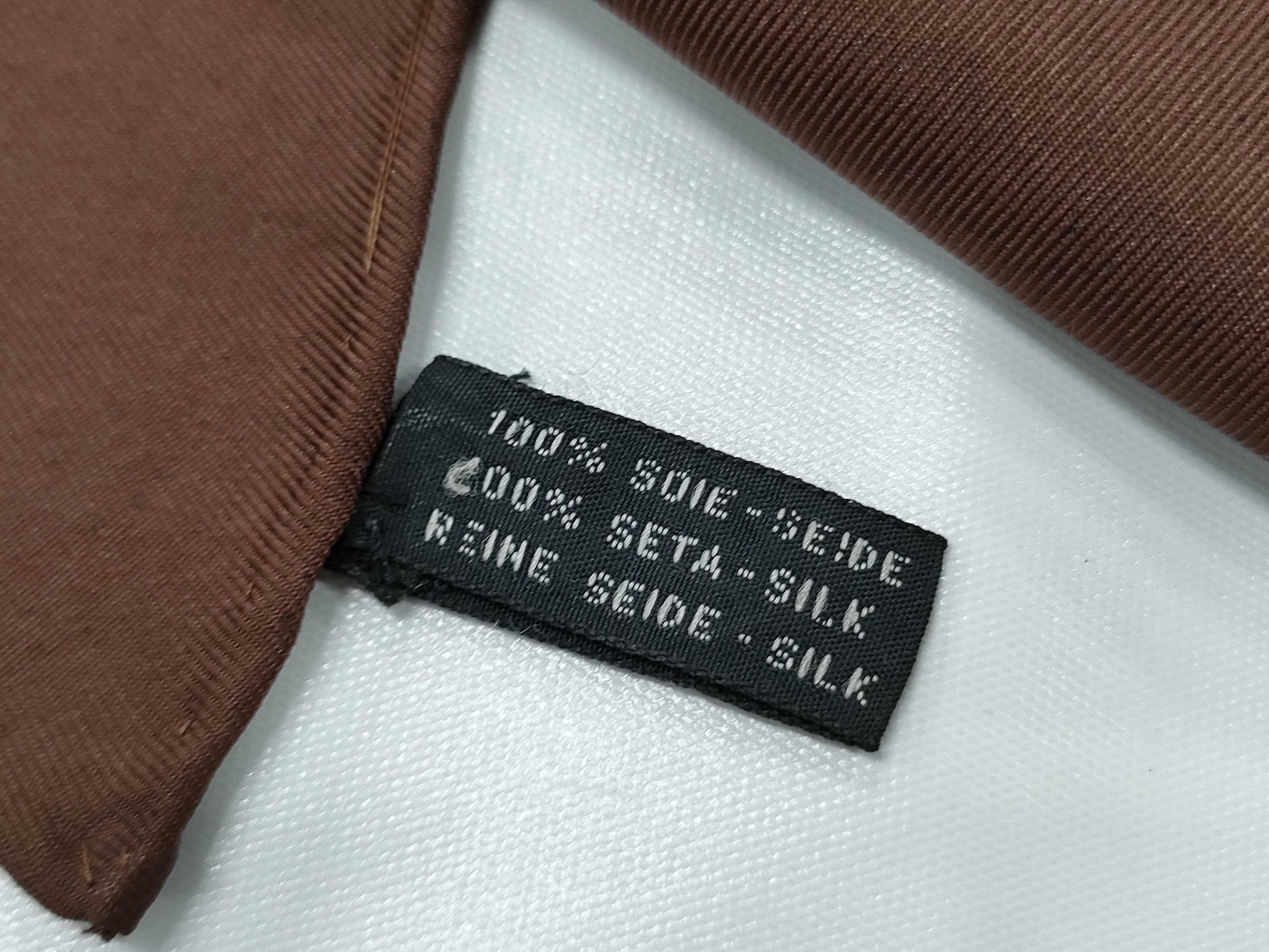 CHANEL Silk Stamp Pattern Brown Scarf