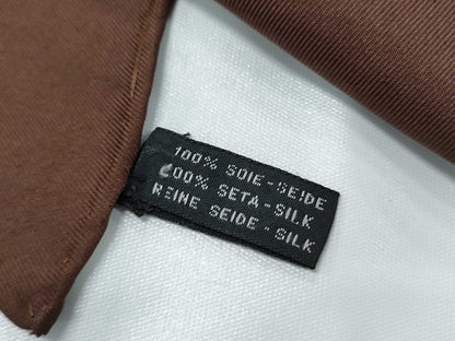 CHANEL Silk Stamp Pattern Brown Scarf