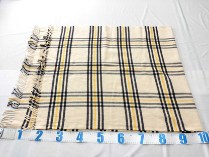 HERMES 100% Cashmere Scarf Check Pattern *One logo leather tag is missing Other Apparel