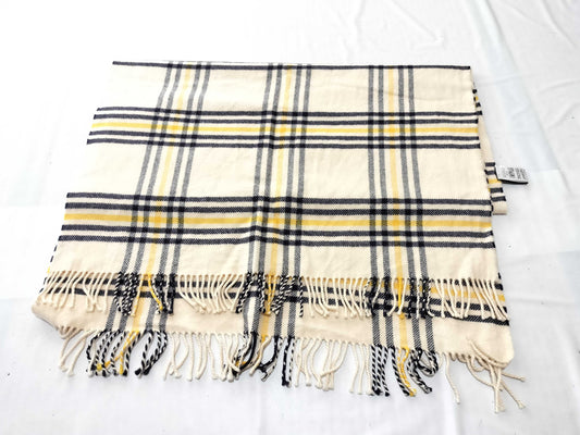 HERMES 100% Cashmere Scarf Check Pattern *One logo leather tag is missing Other Apparel