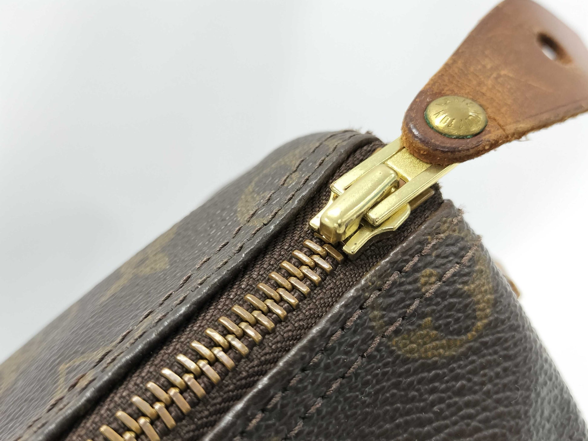 LOUIS VUITTON Monogram M41107 Speedy 35 Boston Bag with large stain on the inside