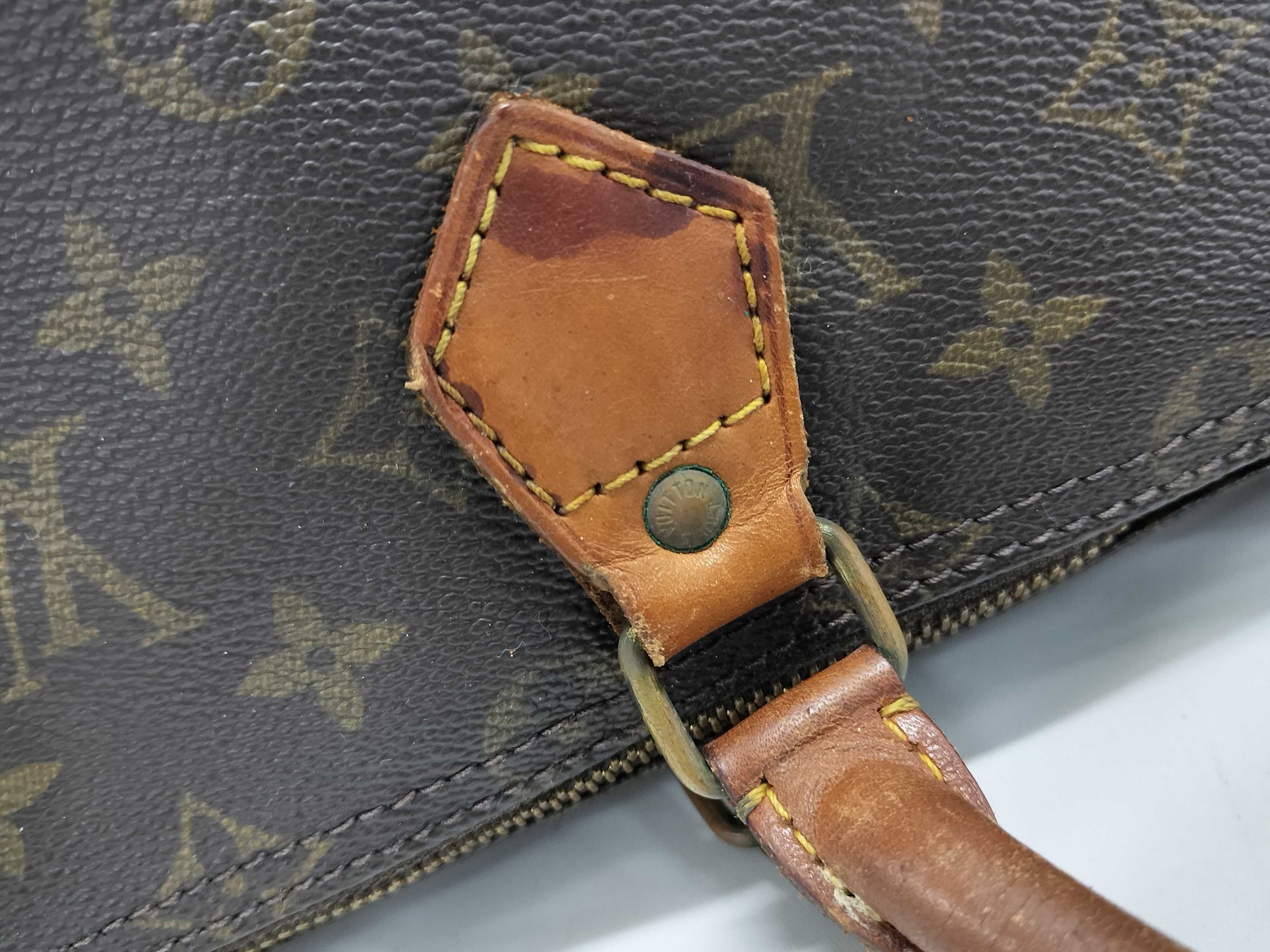 LOUIS VUITTON Monogram M41107 Speedy 35 Boston Bag with large stain on the inside