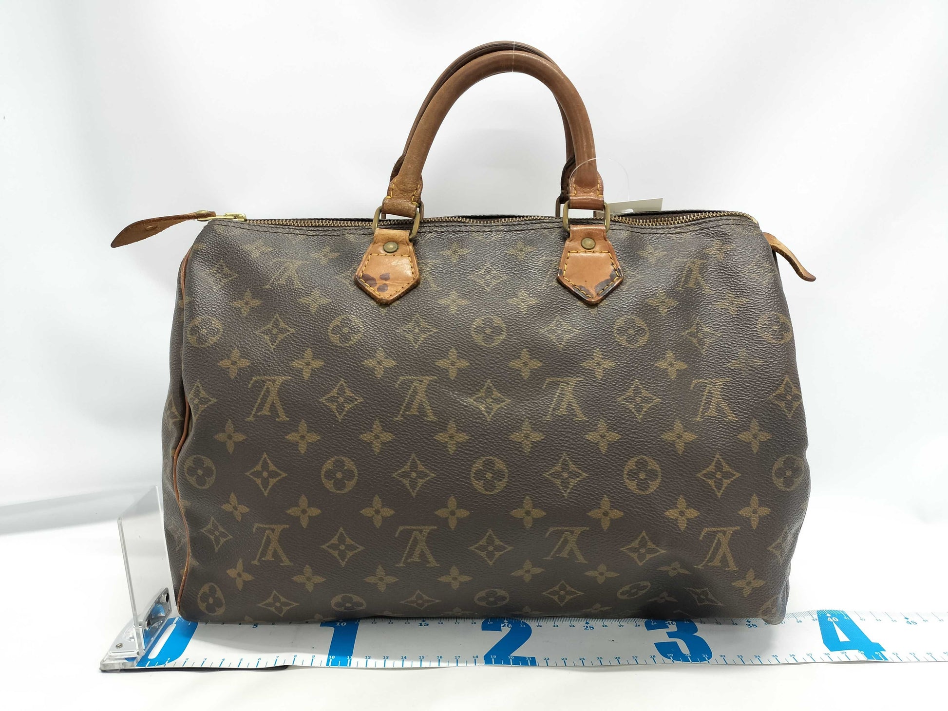 LOUIS VUITTON Monogram M41107 Speedy 35 Boston Bag with large stain on the inside