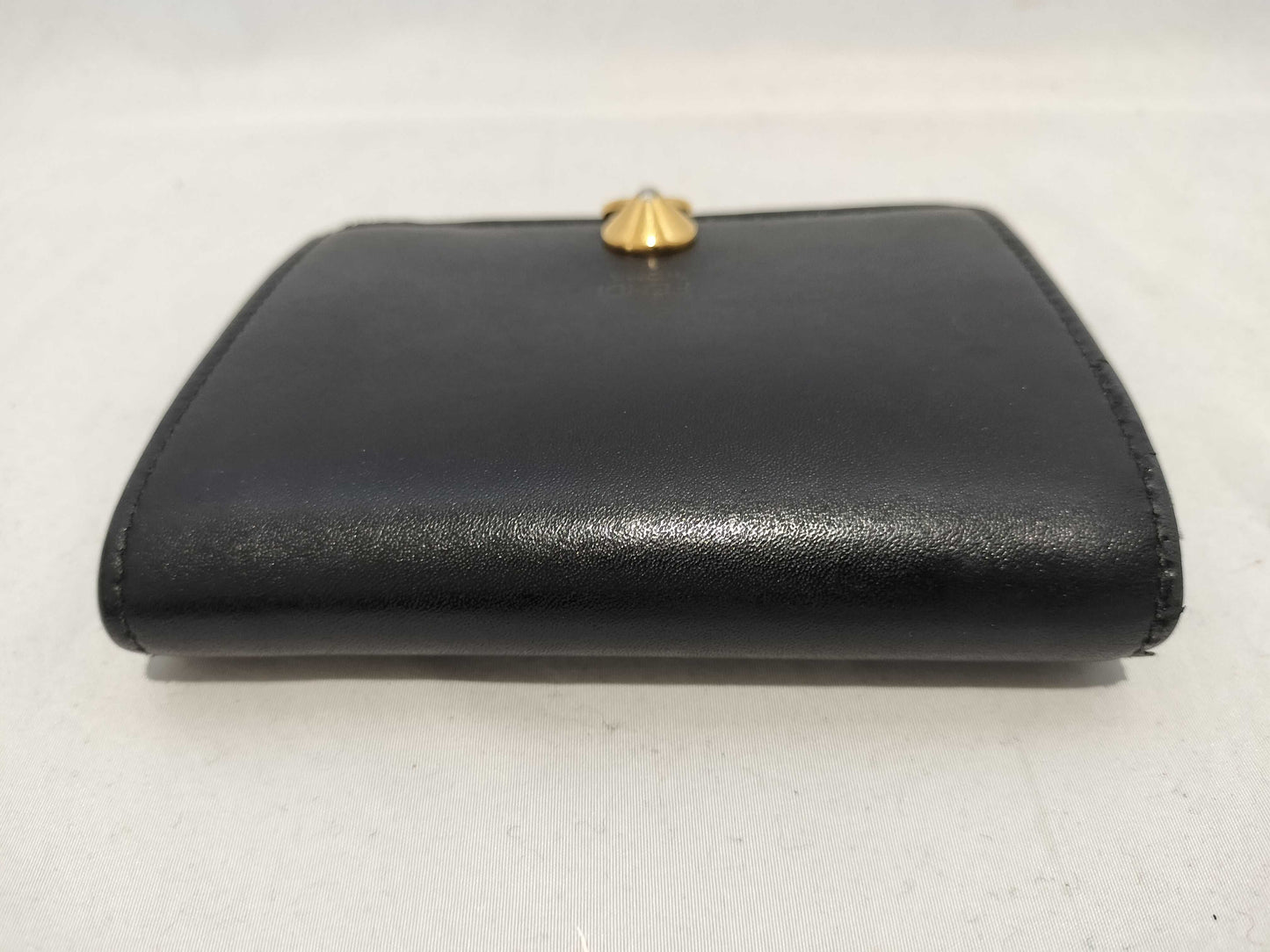 FENDI Leather Studded Folding Wallet Black Wallet