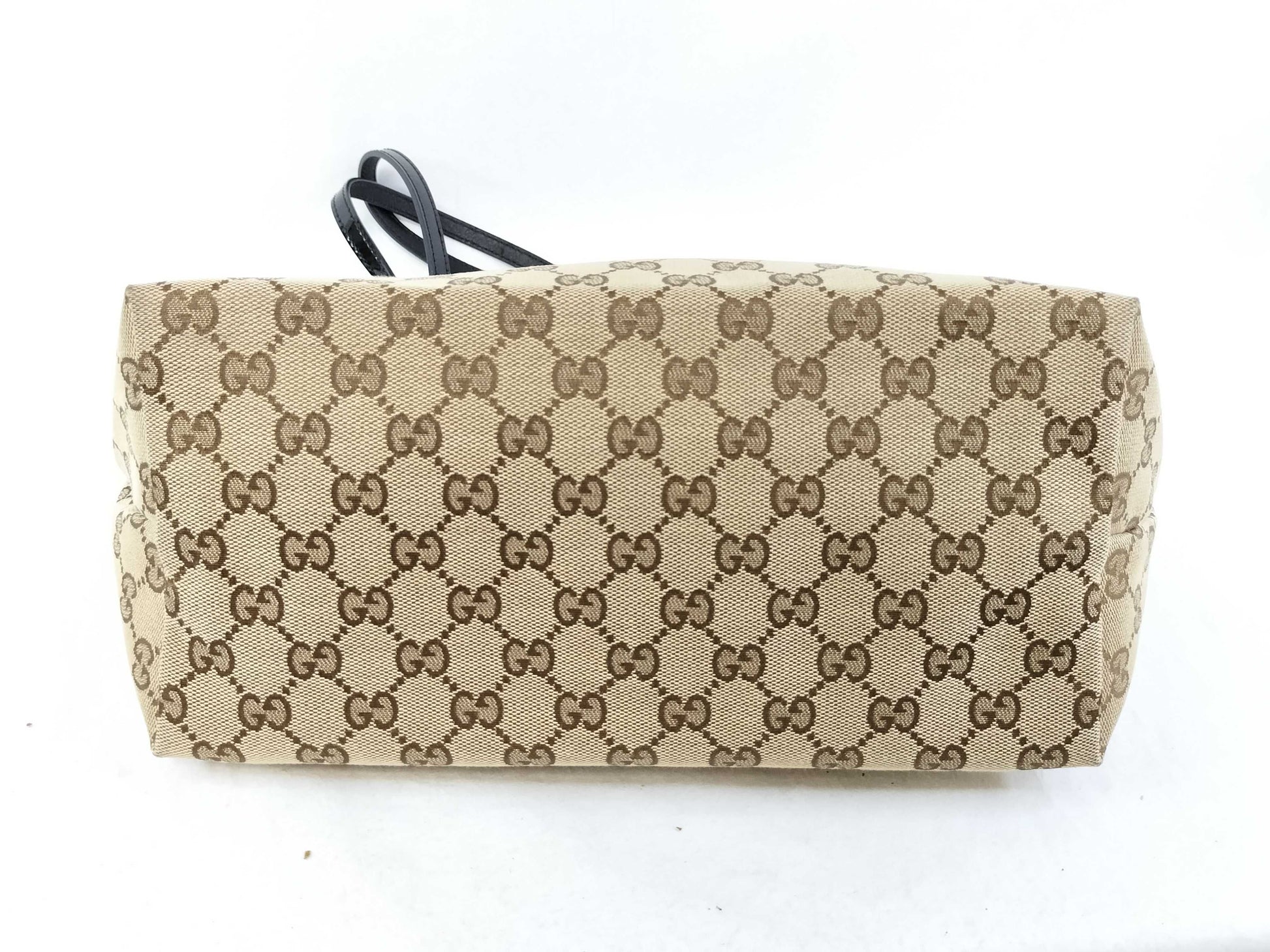 GUCCI GG Canvas 211976 Patent Leather Tote Bag