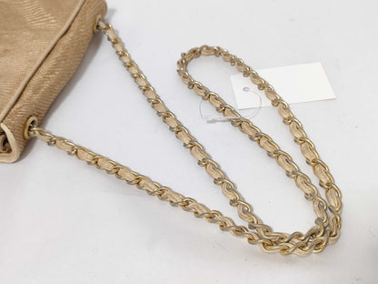 CHANEL 0893225 Raffia Coco Mark Straw Chain Shoulder Bag