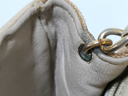 CHANEL 0893225 Raffia Coco Mark Straw Chain Shoulder Bag