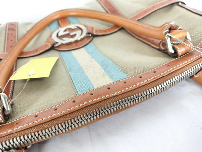 GUCCI GG Canvas Interlocking G Canvas and Leather Tote Bag 114887 205011 Tote Bag