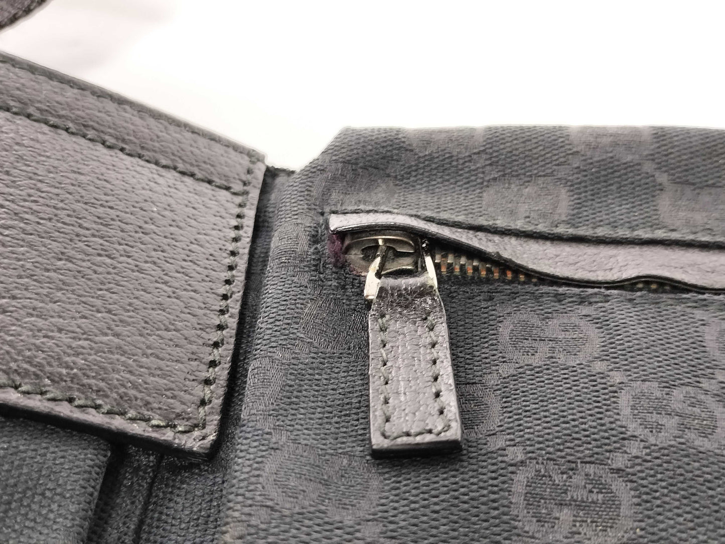 GUCCI GG Canvas Waist Pouch Body Bag Cotton Leather Waist Bag