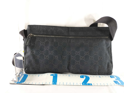 GUCCI GG Canvas Waist Pouch Body Bag Cotton Leather Waist Bag