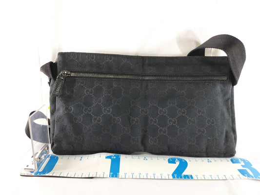 GUCCI GG Canvas Waist Pouch Body Bag Cotton Leather Waist Bag