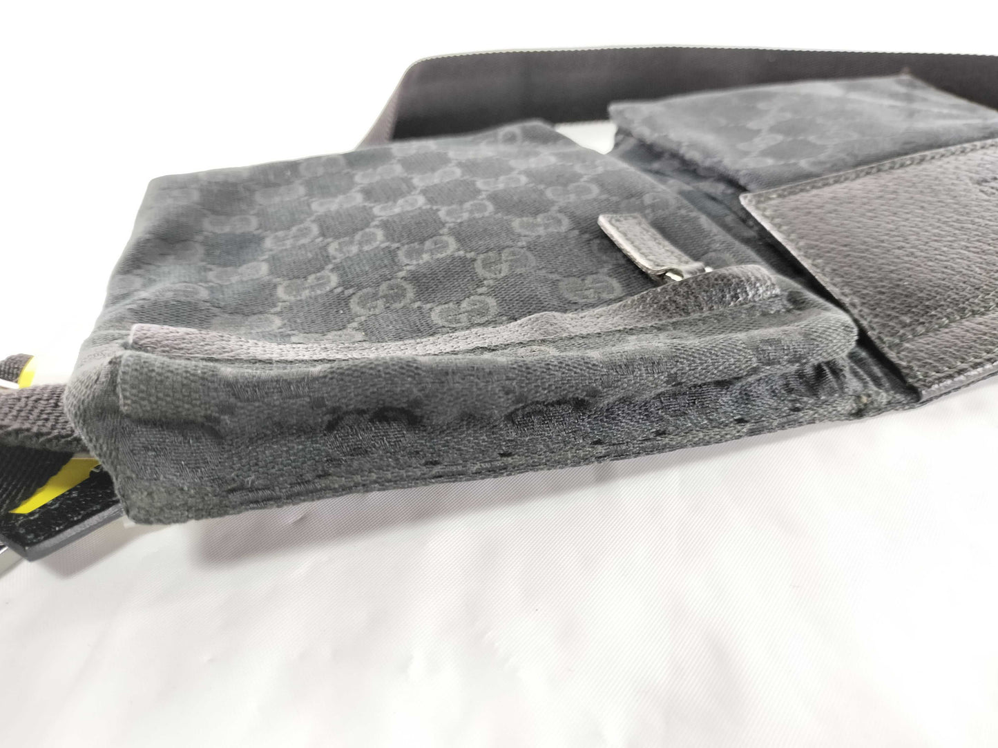 GUCCI GG Canvas Waist Pouch Body Bag Cotton Leather Waist Bag
