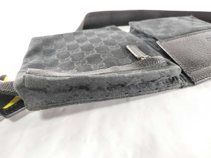 GUCCI GG Canvas Waist Pouch Body Bag Cotton Leather Waist Bag