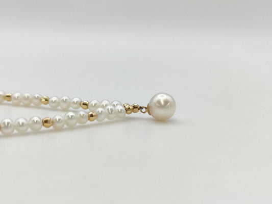 Pearl diameter: approx. 3.3mm, Akoya pearl diameter: approx. 7.0mm, K18/METAL, 7.8g, Necklace 