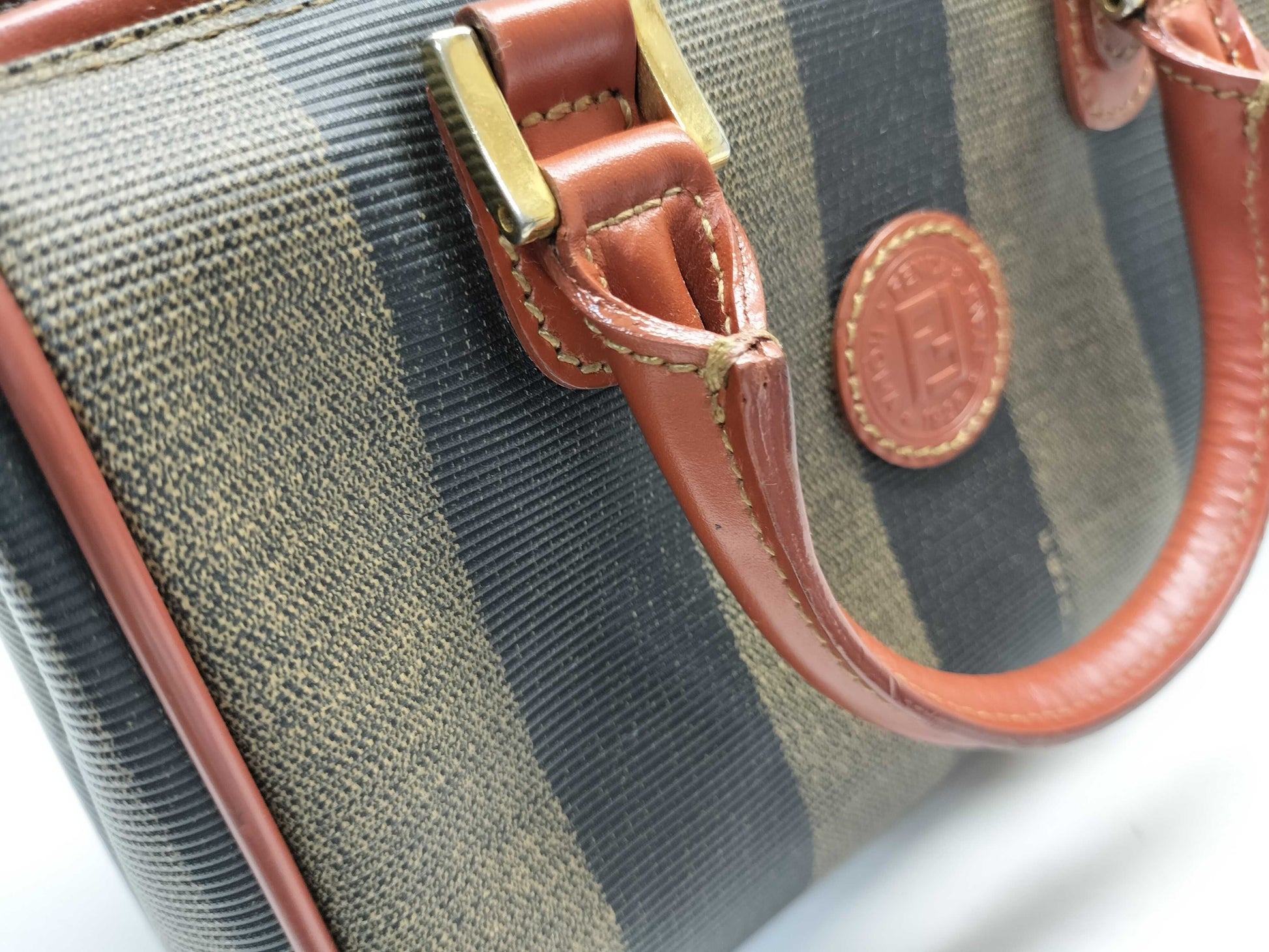 FENDI Pecan Print Mini Boston Bag