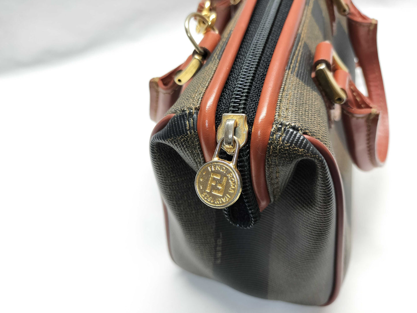 FENDI Pecan Print Mini Boston Bag