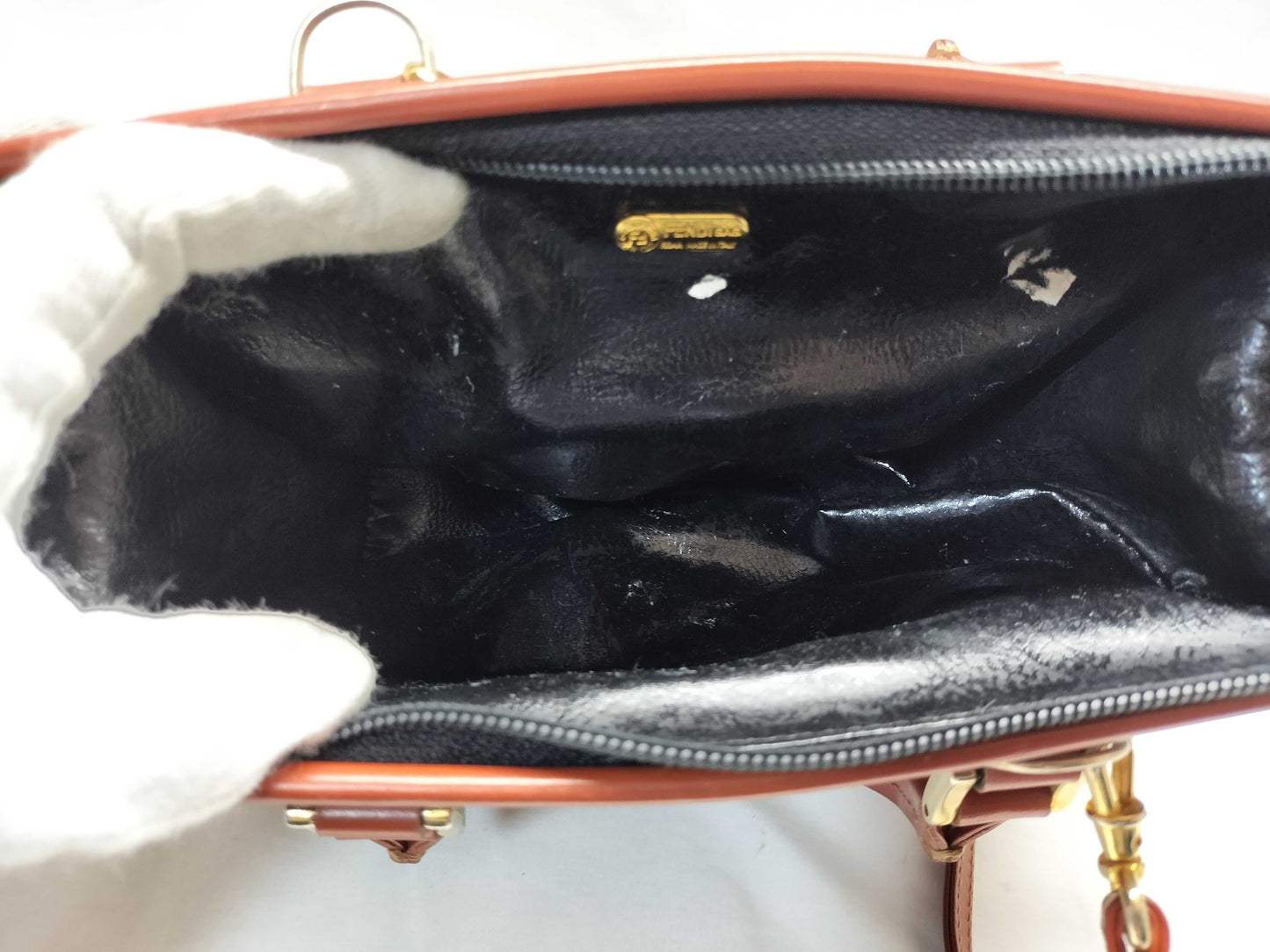 FENDI Pecan Print Mini Boston Bag