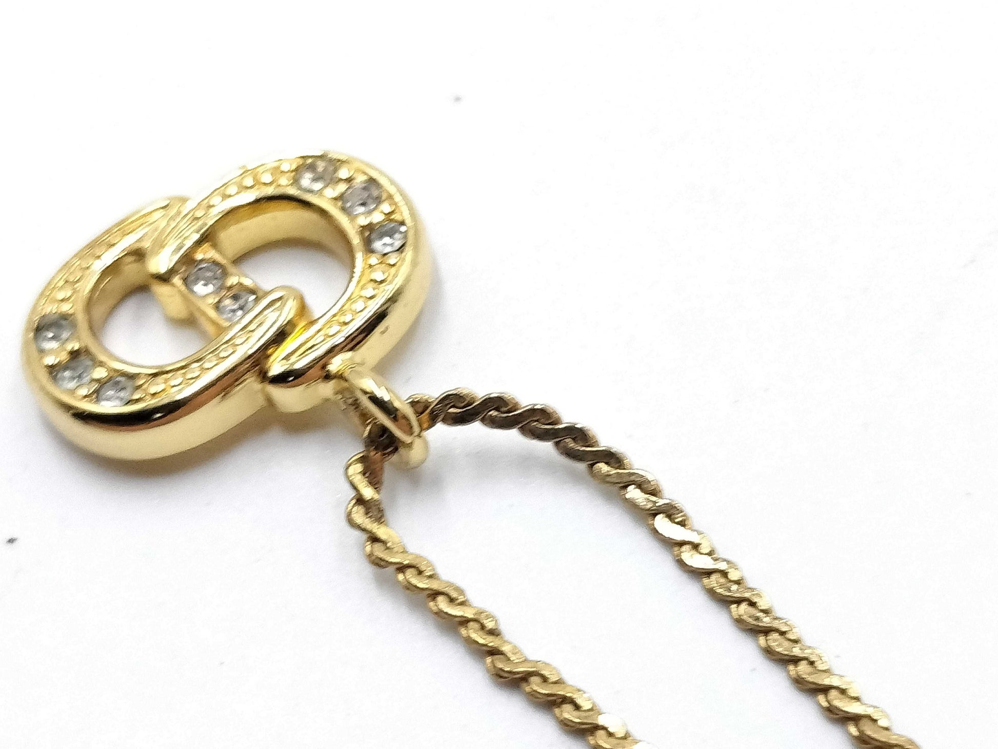 Dior logo rhinestone necklace