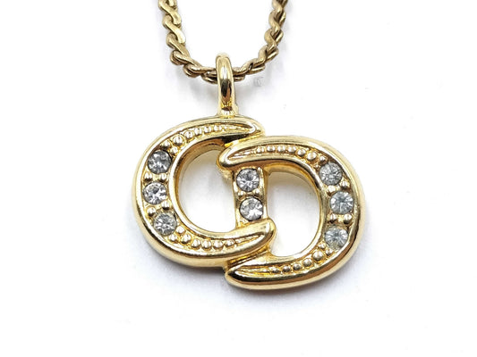 Dior logo rhinestone necklace