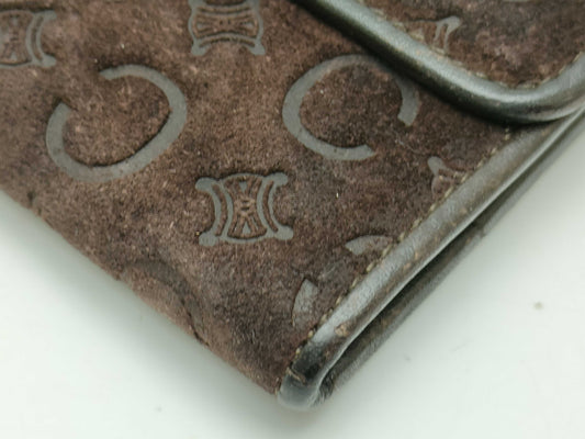 CELINE Long Wallet Suede Brown Wallet