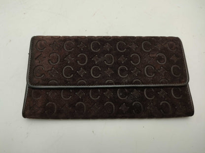 CELINE Long Wallet Suede Brown Wallet