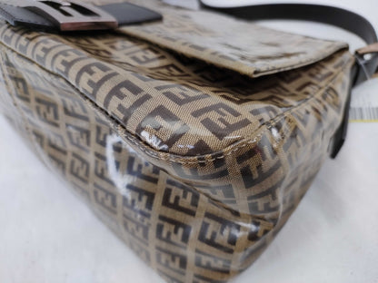 FENDI Zucca pattern enamel patent leather handbag