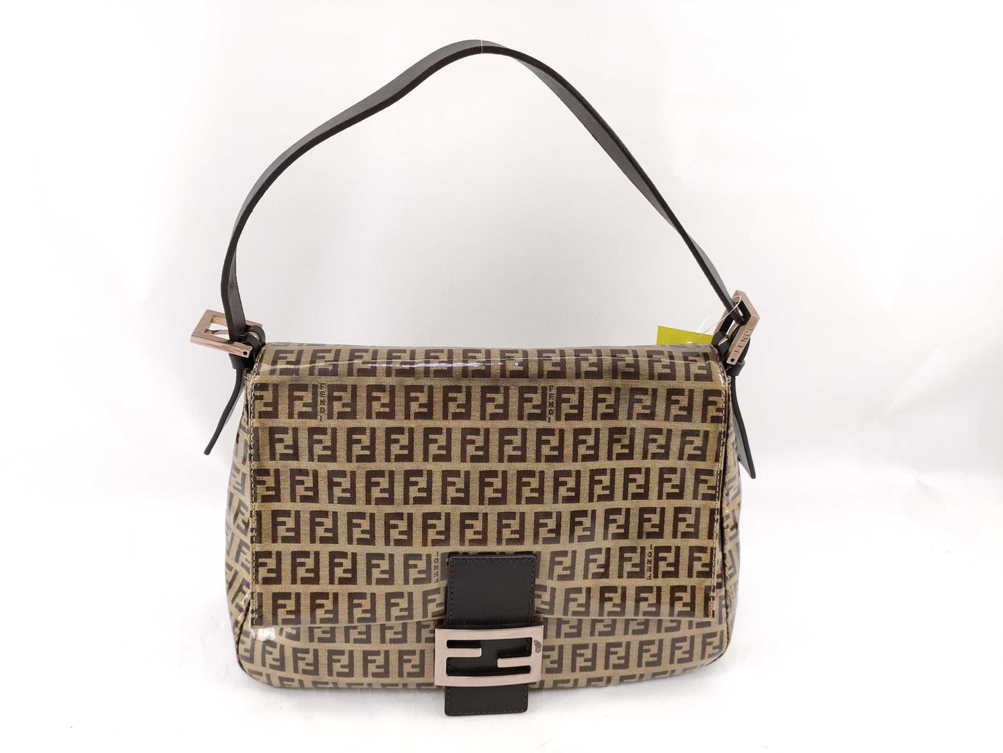 FENDI Zucca pattern enamel patent leather handbag