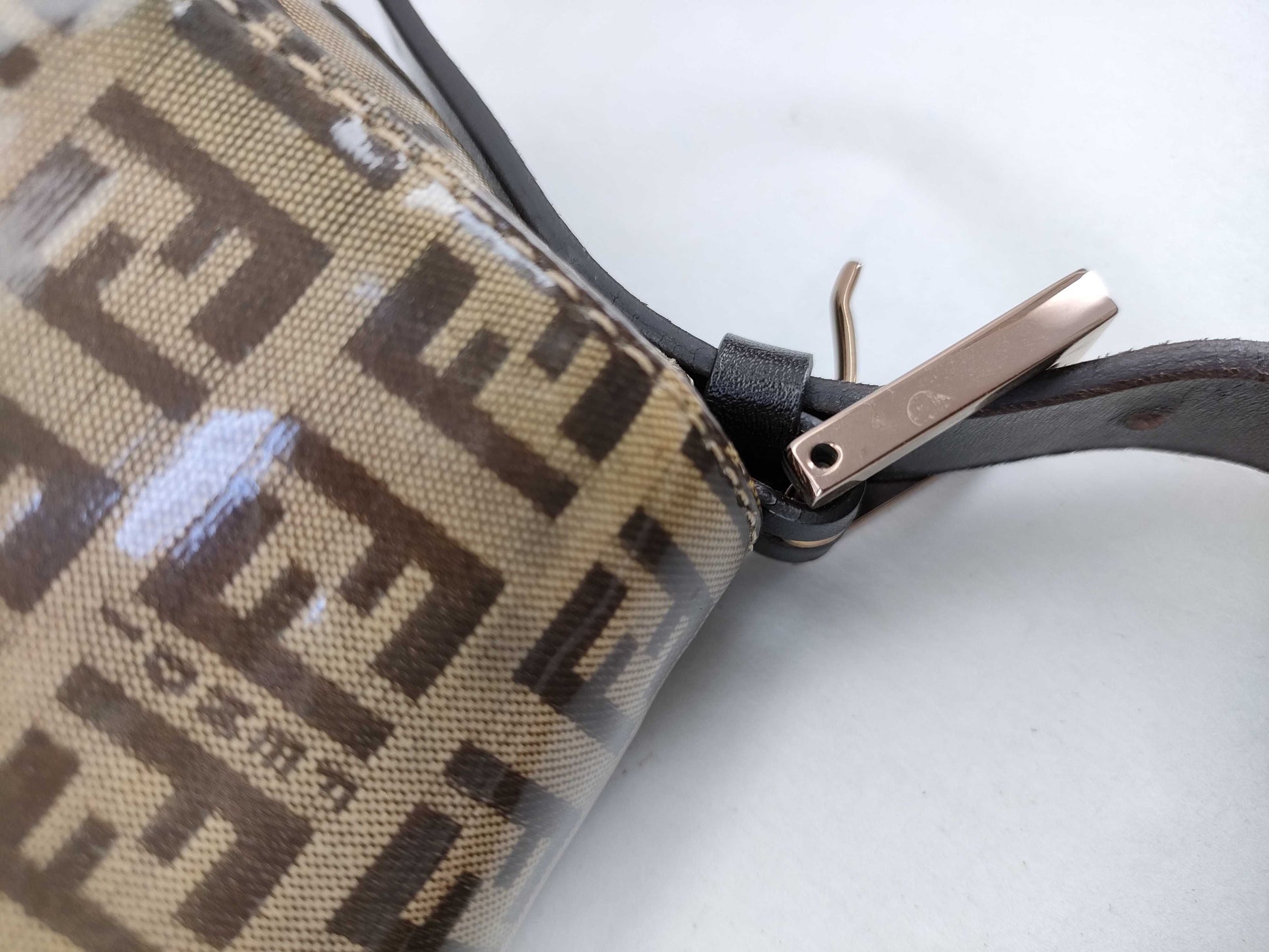 FENDI Zucca pattern enamel patent leather handbag