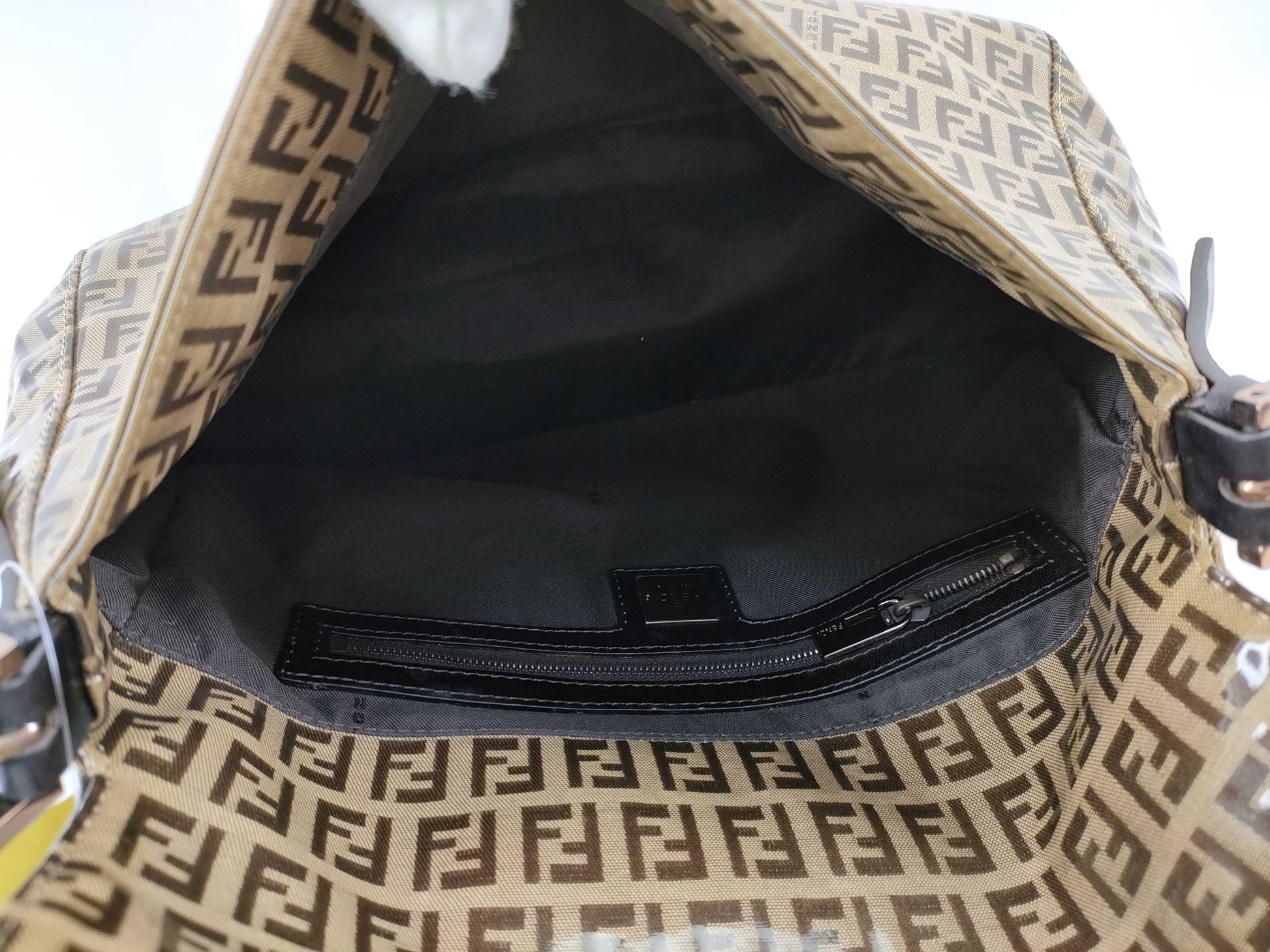 FENDI Zucca pattern enamel patent leather handbag