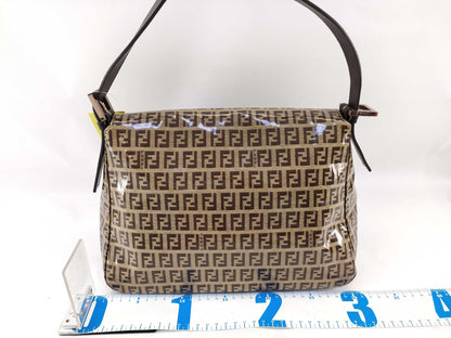 FENDI Zucca pattern enamel patent leather handbag