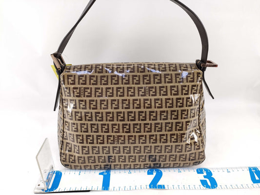 FENDI Zucca pattern enamel patent leather handbag