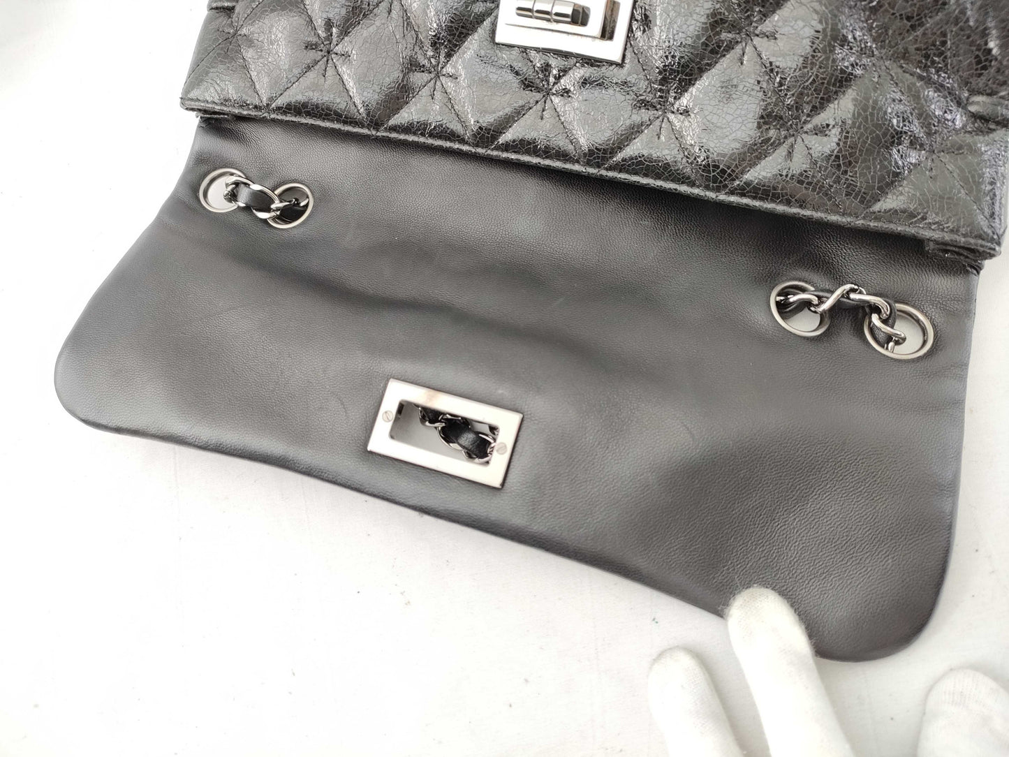 CHANEL [With sticker and card] Series 1 Enamel Matelasse 2.55 Shoulder Bag in Excellent Condition
