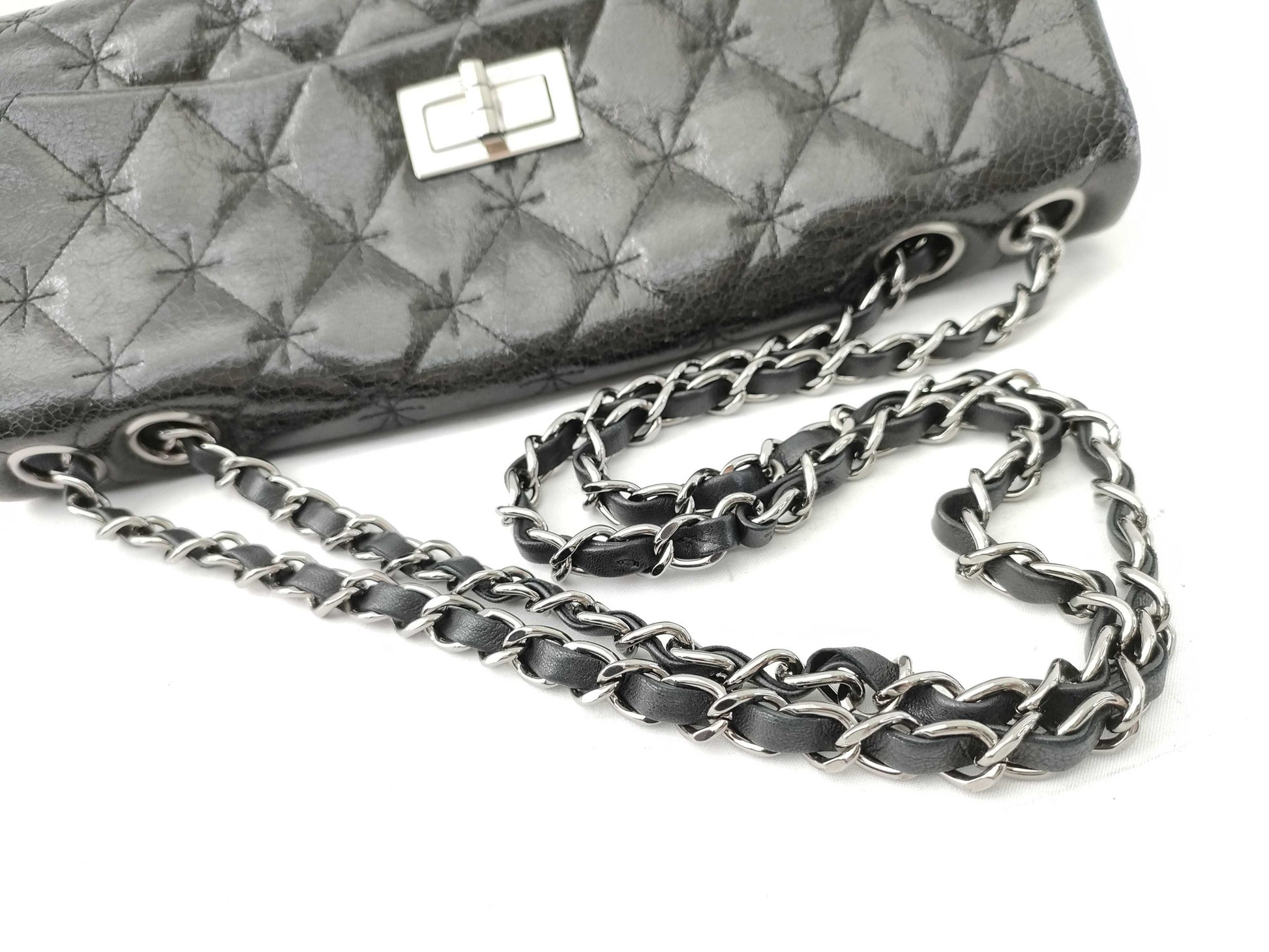 CHANEL [With sticker and card] Series 1 Enamel Matelasse 2.55 Shoulder Bag in Excellent Condition