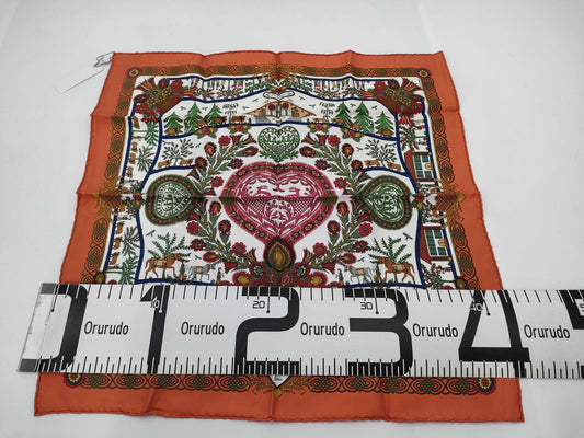 HERMES Carre Carre Decoupage Orange Scarf Scarf