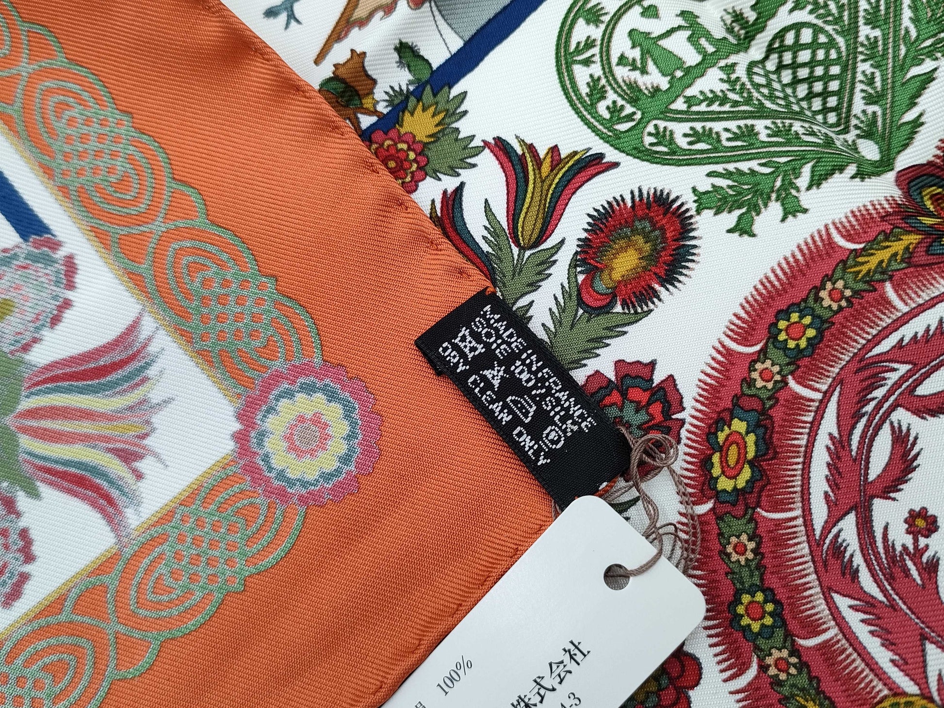 HERMES Carre Carre Decoupage Orange Scarf Scarf