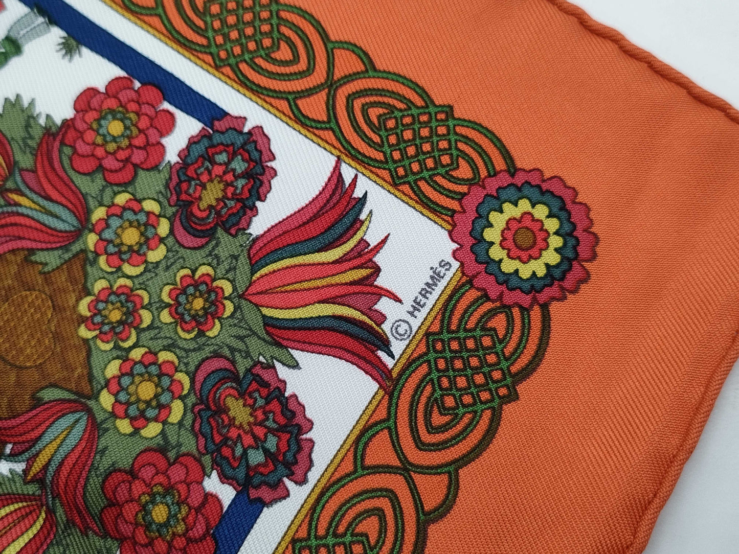 HERMES Carre Carre Decoupage Orange Scarf Scarf
