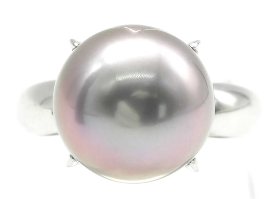 Black South Sea Pearl Ring, Diameter approx. 11.0mm, Pt900, 7.9g 